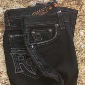 Rock Revival Mens Black Baxter Straight jeans
